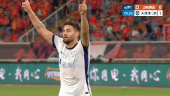 [进球视频]哈达斯凌空抽射破僵，津门虎客场1-0领先泰山